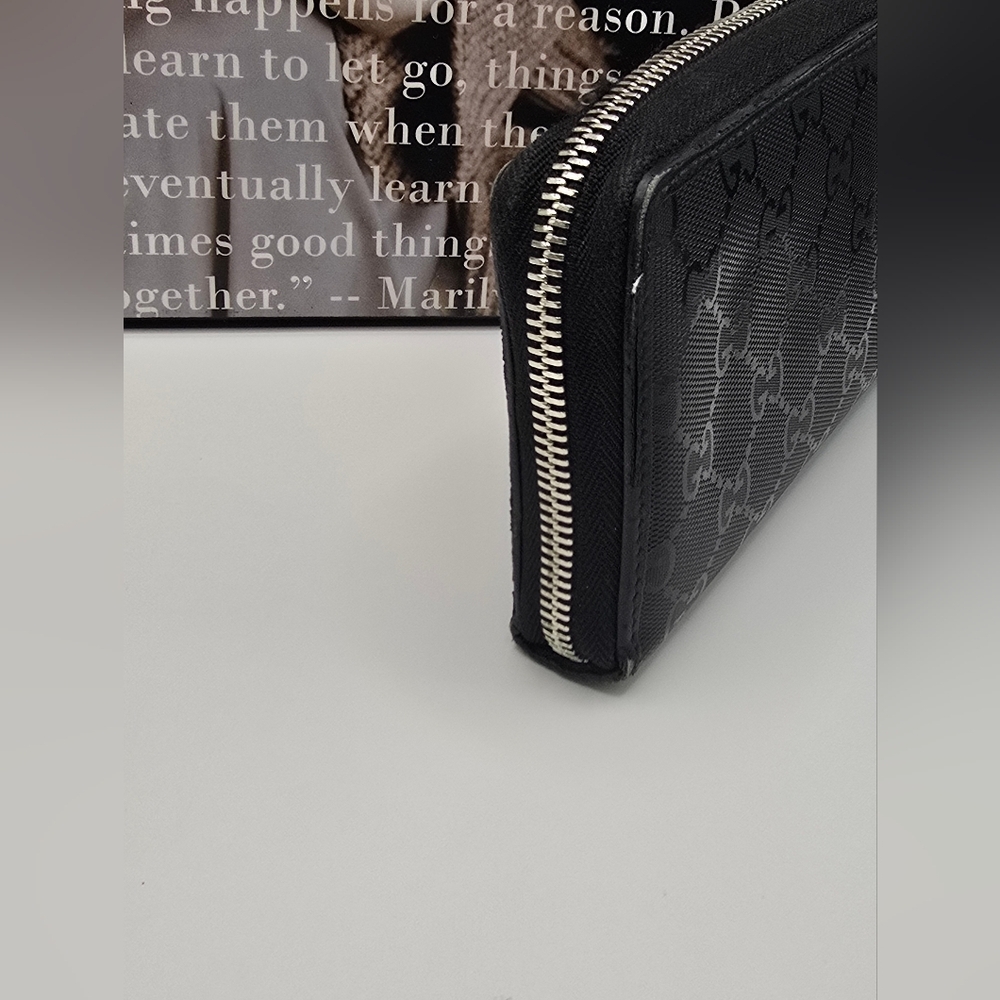 Gucci Guccissima Black GG Logo Coated Canvas Long Wallet - Picture 7 of 16
